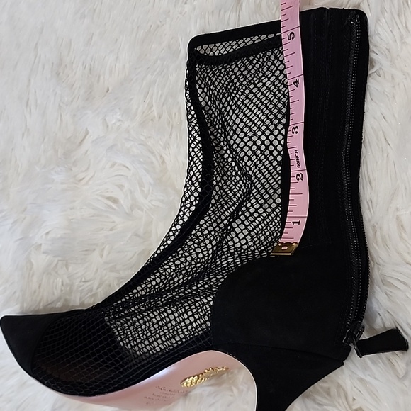AQUAZZURA  Brera Pointed Toe Mesh Bootie Elegant Black Mesh Stiletto  Size41 - Picture 10 of 14